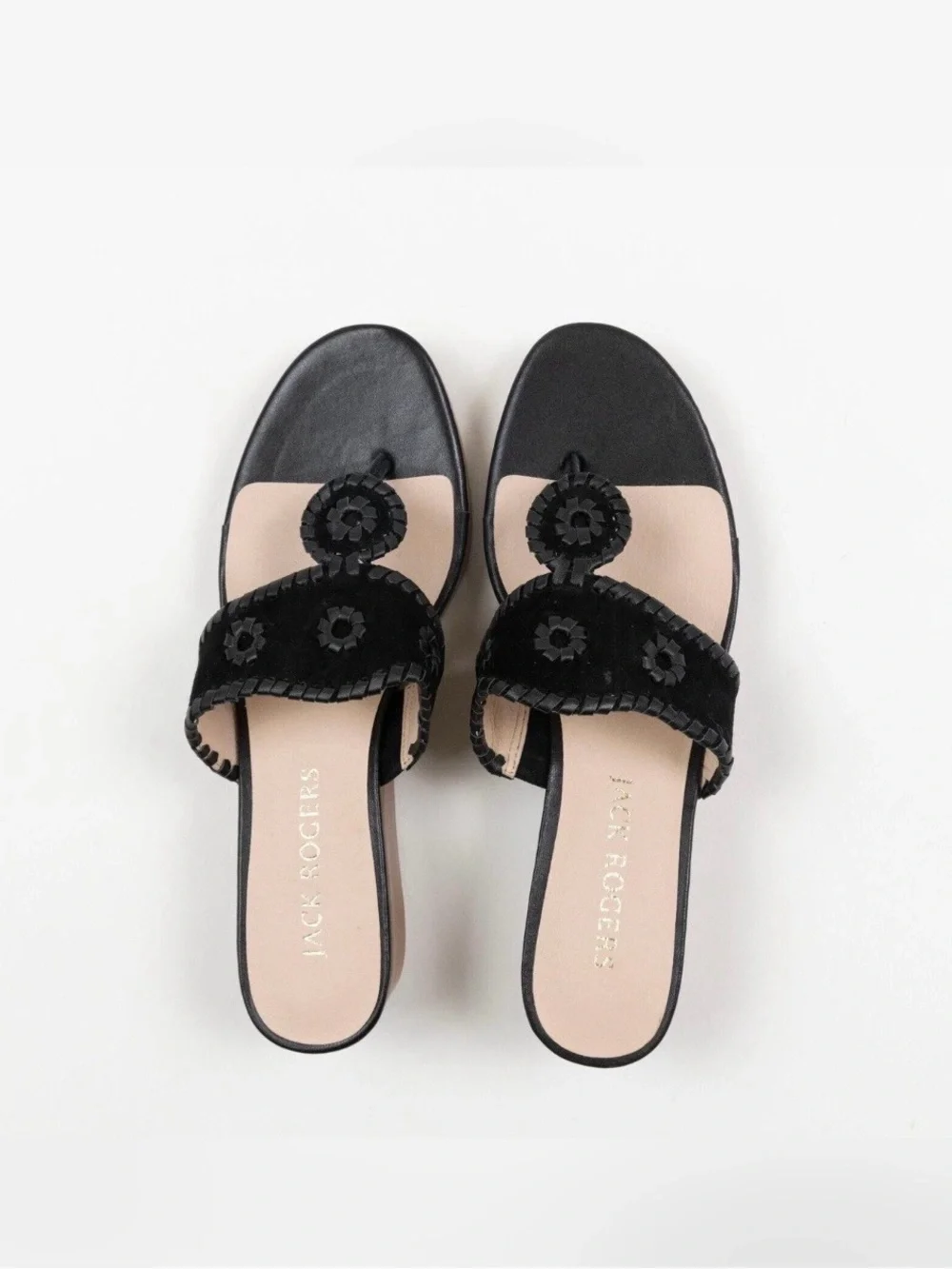 JACK ROGERS Size 8 women's jacks mid wedge platform thong sandals in black